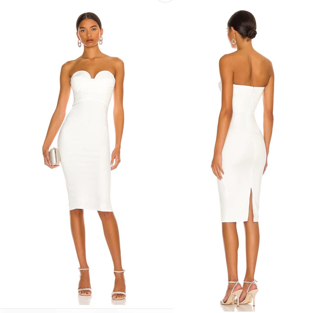 NEW More to Come Sophia Strapless Midid Dress White Boned Neckline Sz XS